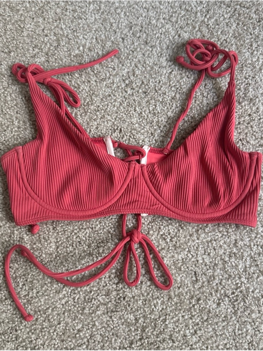 Free People Ribbed Bikini Top in Coral